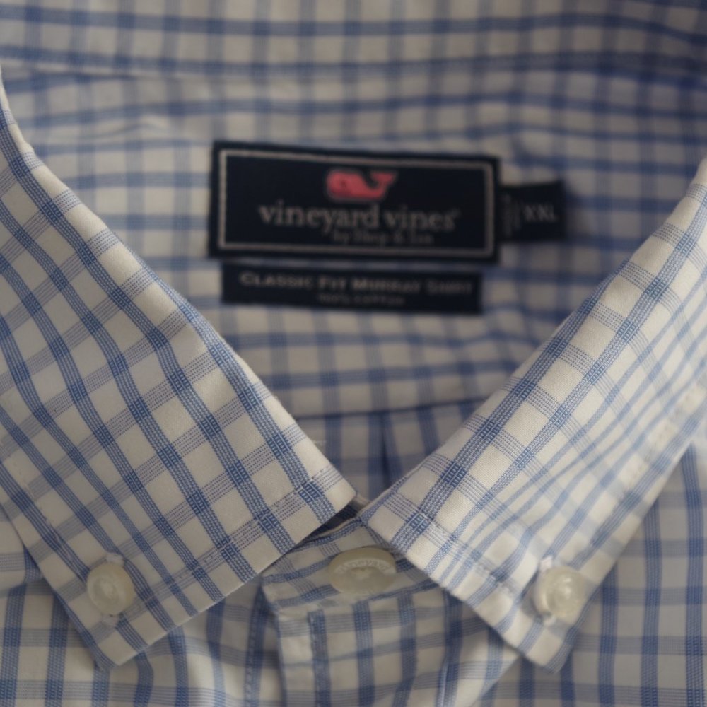 Vineyard Vines Classic Fit murray shirt 100% cotton Blue White Size:2Xl